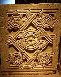 Byzantine interlaces on a slab, 11th century, marble, Byzantine and Christian Museum, Athens
