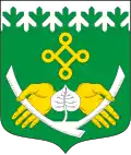 Totem sign as a symbol of the ancient culture of the region in the coat of arms of Kostomuksha, Russia